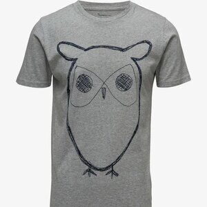 Knowledge Cotton Apparel Men's Big Owl Tee Grey NWT